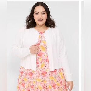 Lane Bryant 26/28 White Classic Long Sleeve Open Front Shrug NWT